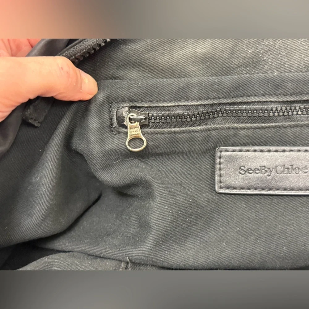 SEE BY CHLOE Y2K Black Nylon Joy Rider Tote Shoulder Bag W/ Signature Bag Charms
